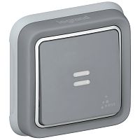 Кнопочный выключатель с подсветкой - Н.О. + Н.З. контакты - Программа Plexo - серый - 10 A | код 069821 |  Legrand